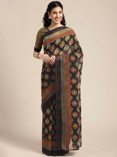 

KALINI Black & Red Ethnic Motifs Printed Saree