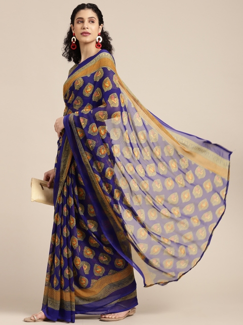 

KALINI Blue & Yellow Ethnic Motifs Printed Saree