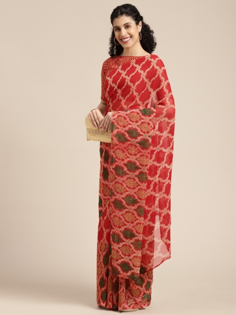 

KALINI Red & Yellow Ethnic Motifs Printed Saree