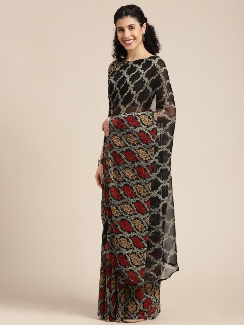 

KALINI Black & White Ethnic Motifs Printed Saree