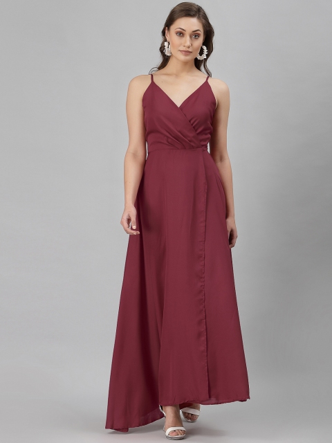

SANISA Women Maroon Solid Fit & Flare Maxi Dress