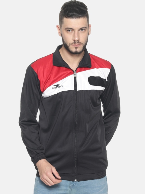 

HPS Sports Men Black & Red Colourblocked Running Sporty Jacket