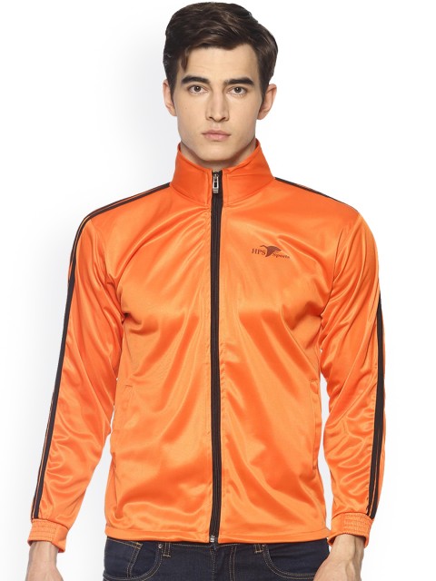 

HPS Sports Men Orange Striped Lightweight Running Sporty Jacket