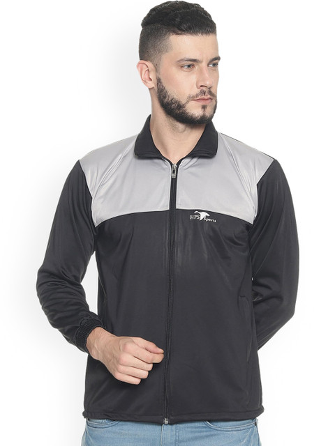 

HPS Sports Men Silver-Toned Colourblocked Lightweight Crop Running Tailored Jacket