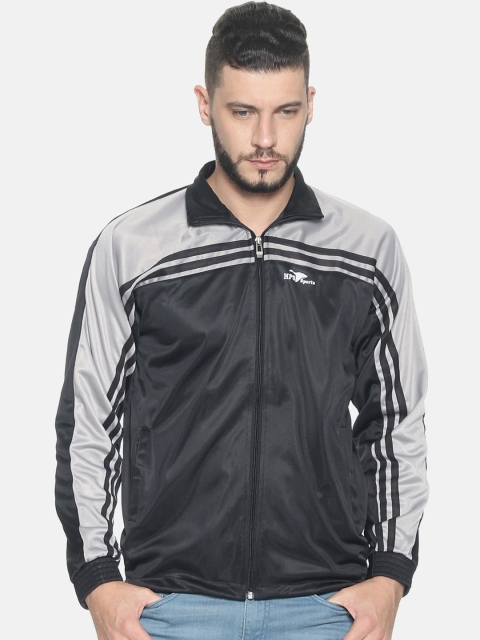 

HPS Sports Men Black & Grey Colourblocked Running Sporty Jacket