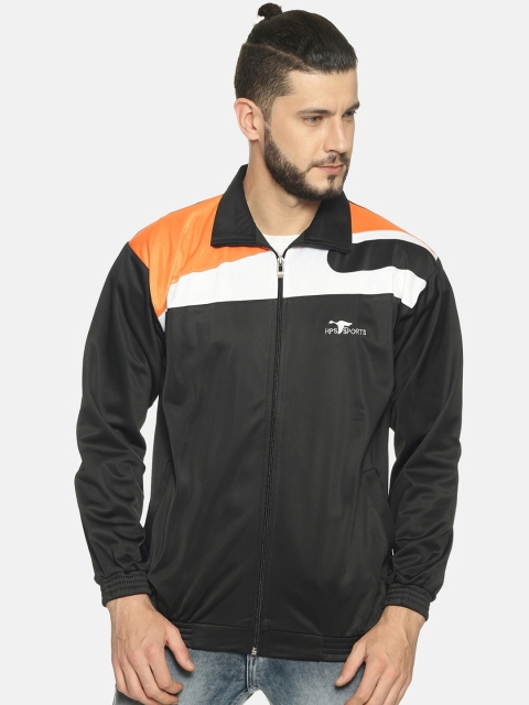 

HPS Sports Men Black & White Colourblocked Lightweight Running Sporty Jacket