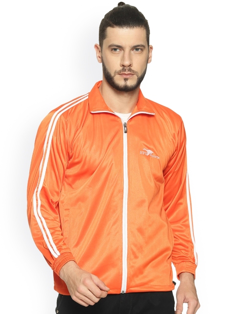 

HPS Sports Men Orange Striped Lightweight Crop Running Sporty Jacket
