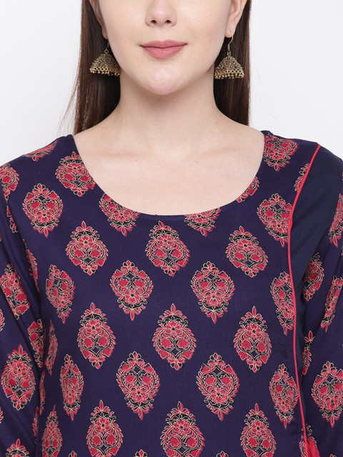 

RIVI Blue Ethnic Motifs Maxi Dress