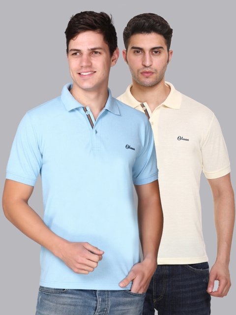 

Obaan Men Blue & Yellow Pack of 2 Polo Collar T-shirts