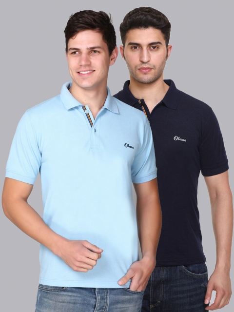 

Obaan Men Blue 2 Polo Collar Applique T-shirt