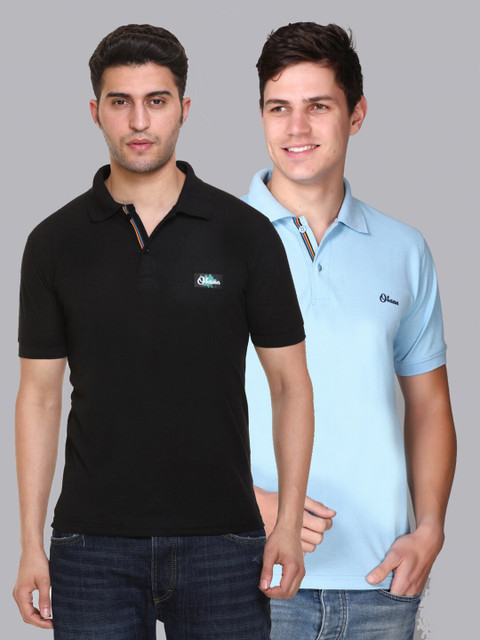 

Obaan Men Black 2 Polo Collar Applique T-shirt