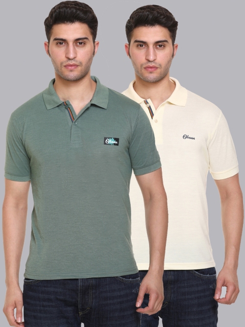 

Obaan Men Green 2 Polo Collar T-shirt