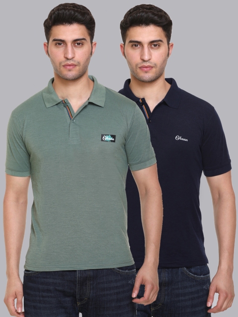 

Obaan Men Green 2 Polo Collar T-shirt