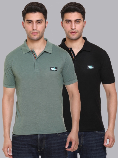 

Obaan Men Green 2 Polo Collar Applique T-shirt