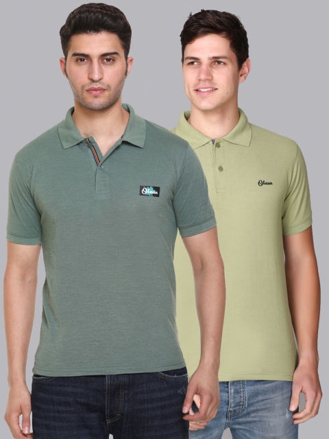 

Obaan Men Green 2 Polo Collar T-shirt