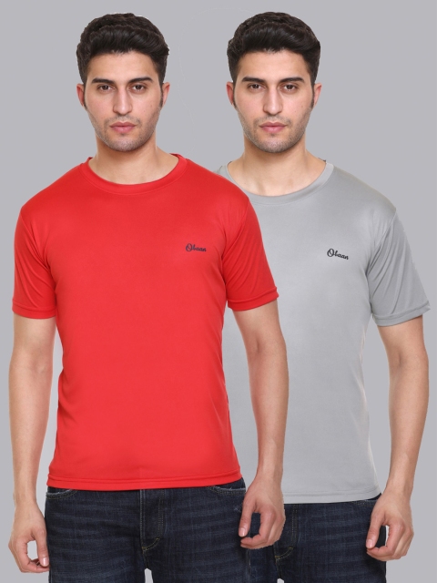 

Obaan Men Red 2 Dri-FIT Applique Training or Gym T-shirt