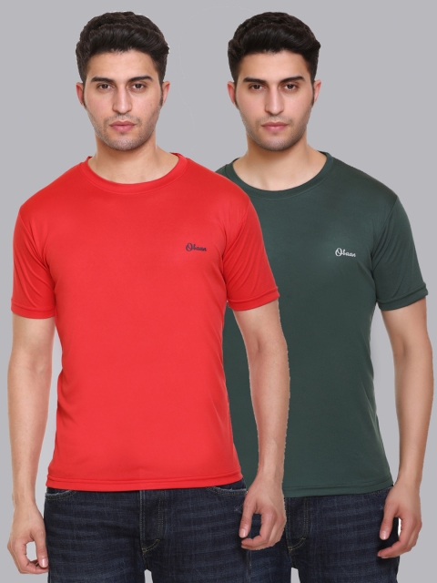 

Obaan Men Red 2 Dri-FIT Applique Training or Gym T-shirt