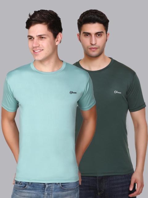 

Obaan Men Green 2 Dri-FIT Pockets Training or Gym T-shirt