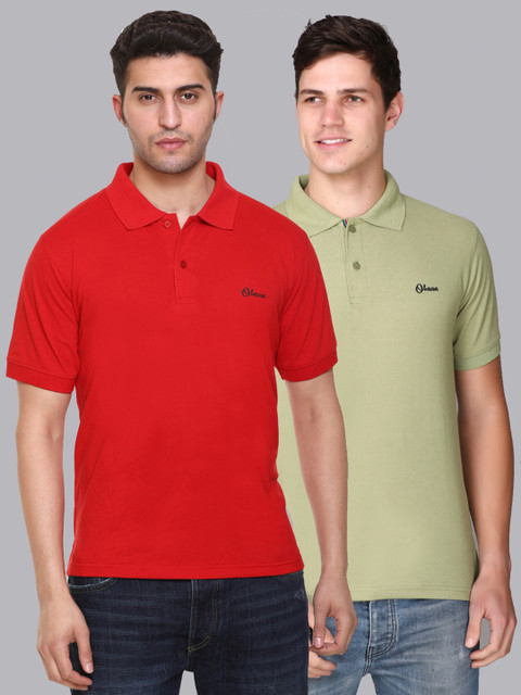

Obaan Men Red 2 Polo Collar T-shirt