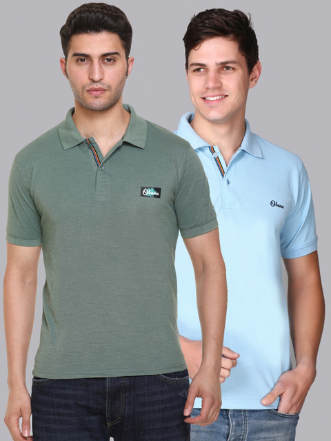 

Obaan Men Green 2 Polo Collar Applique T-shirt