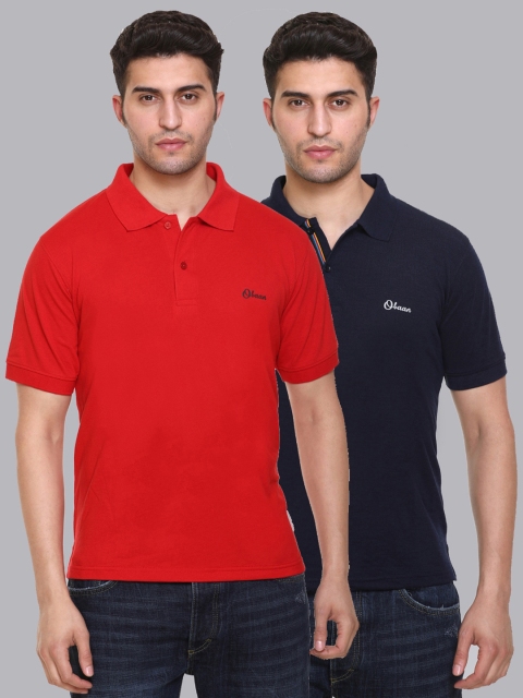 

Obaan Men Red 2 Polo Collar Pockets T-shirt
