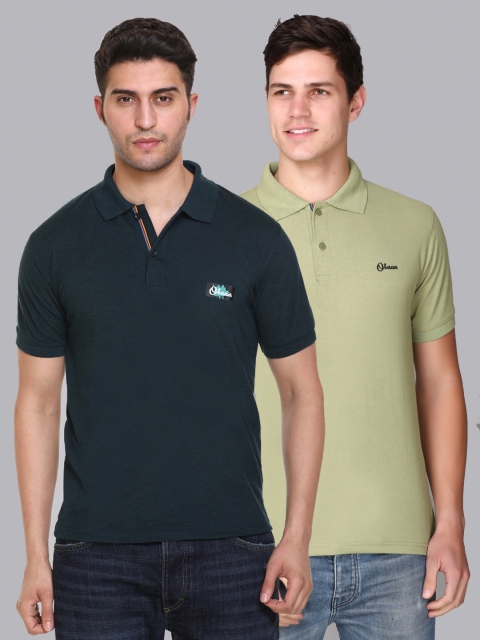 

Obaan Men Green 2 Polo Collar T-shirt