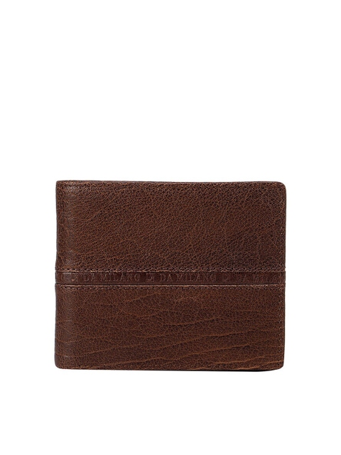 

Da Milano Men Brown Textured Leather Two Fold Wallet