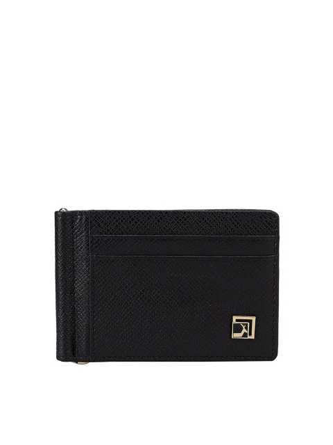 

Da Milano Men Black Textured Leather Two Fold Wallet