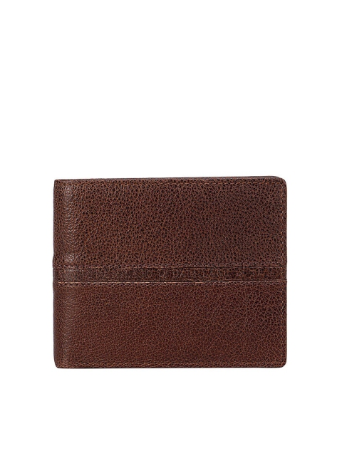 

Da Milano Men Brown Textured Leather Two Fold Wallet