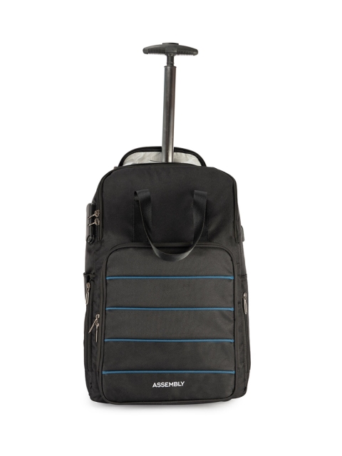 

THE ASSEMBLY Unisex Black & Blue Laptop Trolley Backpack with USB Charging Port 35L