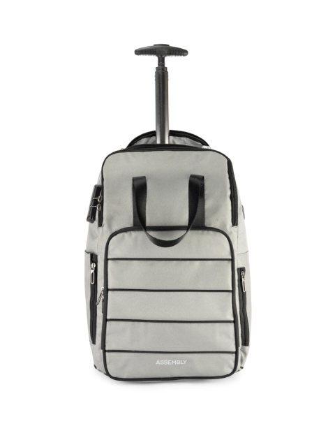 

THE ASSEMBLY Unisex Grey & Black Laptop Trolley Backpack with USB Charging Port