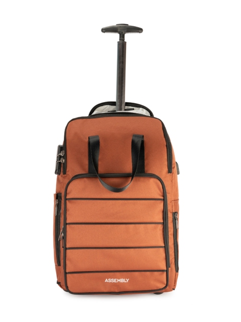 

THE ASSEMBLY Unisex Rust Orange & Black Laptop Trolley Backpack with USB Charging Port