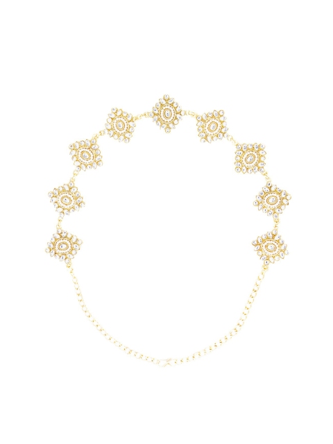 

Yellow Chimes Gold-Plated White Kundan Studded Head Chain