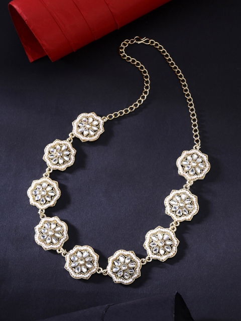 

Yellow Chimes Gold-Plated White Kundan Studded Head Chain