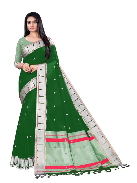 

VENISA Green & Red Woven Design Pure Silk Saree