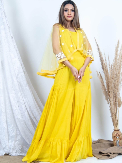 

Tistabene Yellow & White Basic Jumpsuit with Ruffles