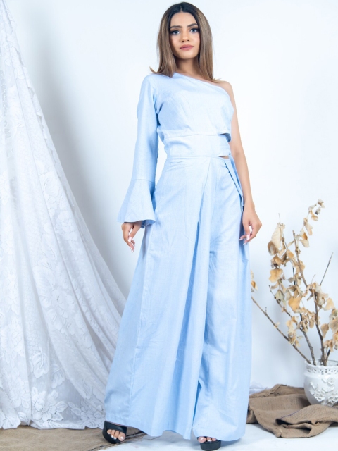 

Tistabene Blue Solid One-Shoulder Jumpsuit