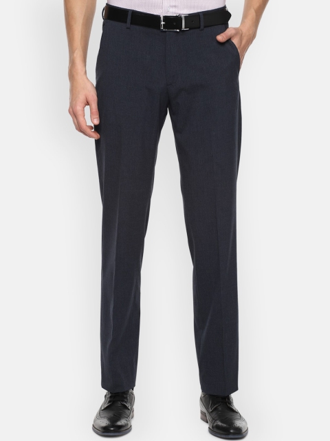 

Louis Philippe Men Navy Blue Textured Trousers
