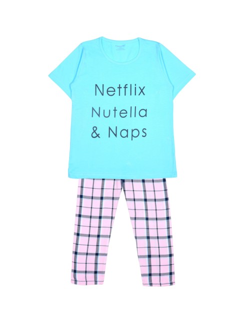 

FUNKRAFTS Unisex Kids Blue & Pink Printed Cotton Night suit