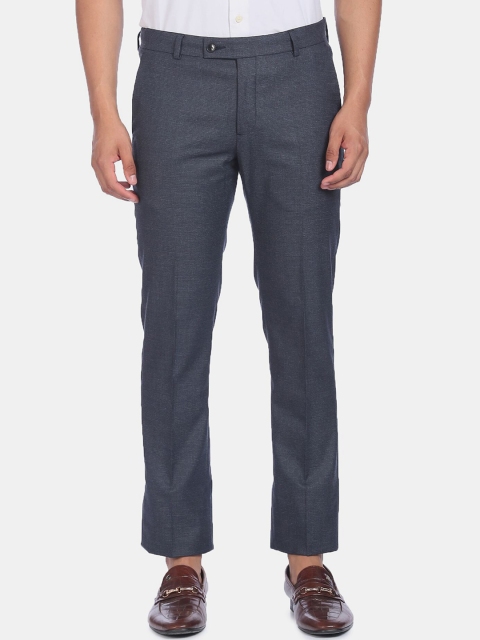 

Arrow Men Blue Textured Regular Fit Formal Trousers