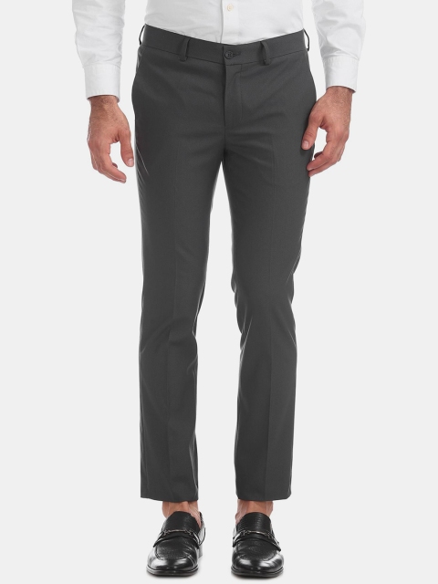 

Excalibur Men Grey Solid Slim Fit Trousers