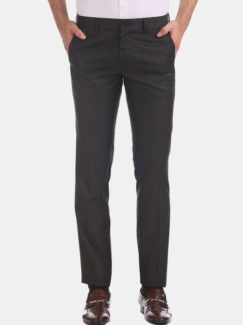 

Excalibur Men Charcoal Grey Slim Fit Trousers