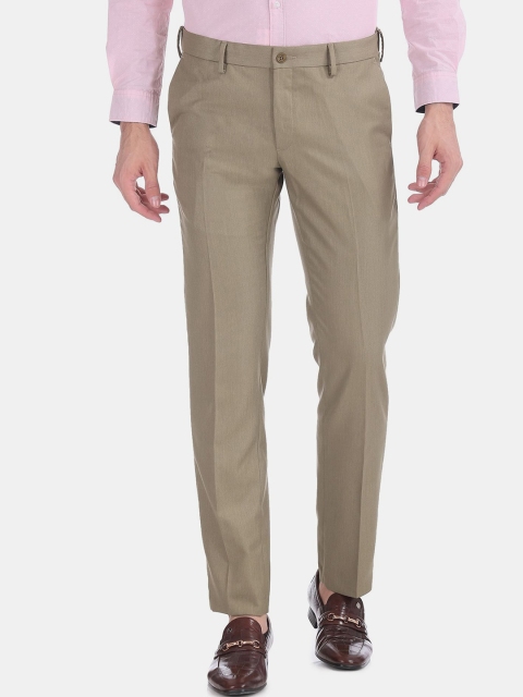 

Excalibur Men Beige Solid Slim Fit Trousers