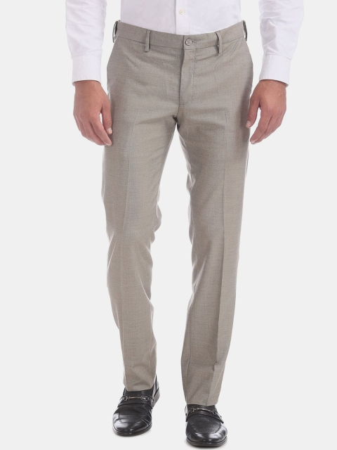 

Excalibur Men Beige Self Design Slim Fit Formal Trousers