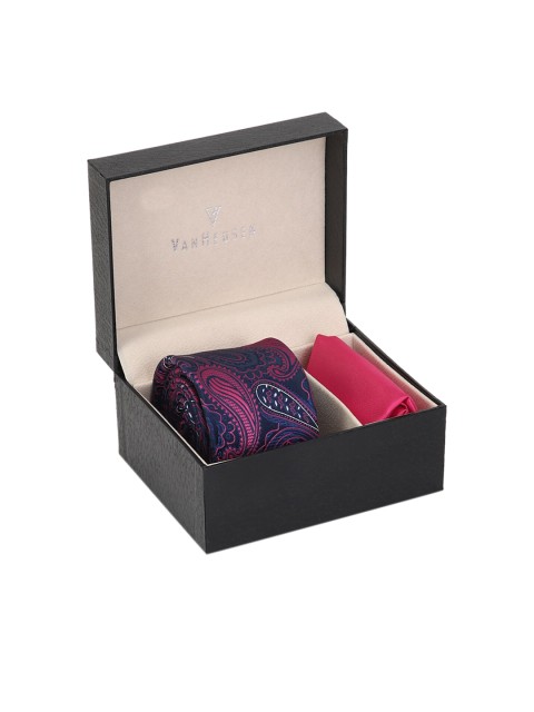 

Van Heusen Men Navy Blue & Pink Printed Accessory Gift Set