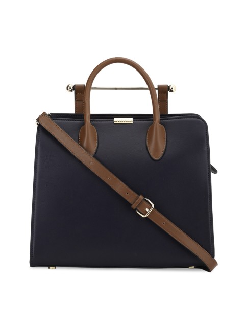 

Van Heusen Woman Navy Blue Solid Structured Handheld Bag