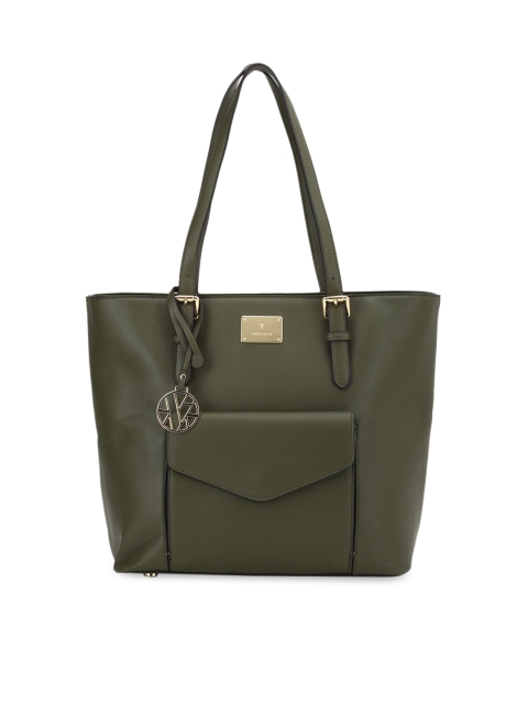 

Van Heusen Woman Olive Green PU Shopper Tote Bag