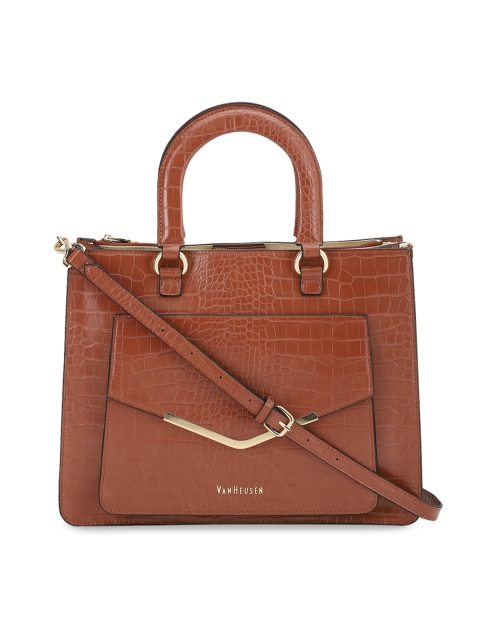 

Van Heusen Woman Brown Textured PU Structured Handheld Bag