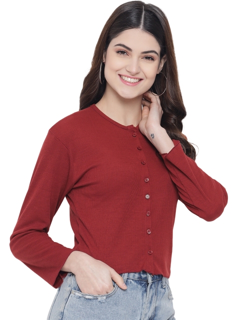 

Trend Arrest Rust Red Ribbed Top