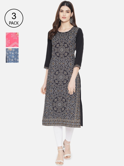 

1 Stop Fashion Women Multicoloured Ethnic Motifs Printed Crepe Kurta, Multi